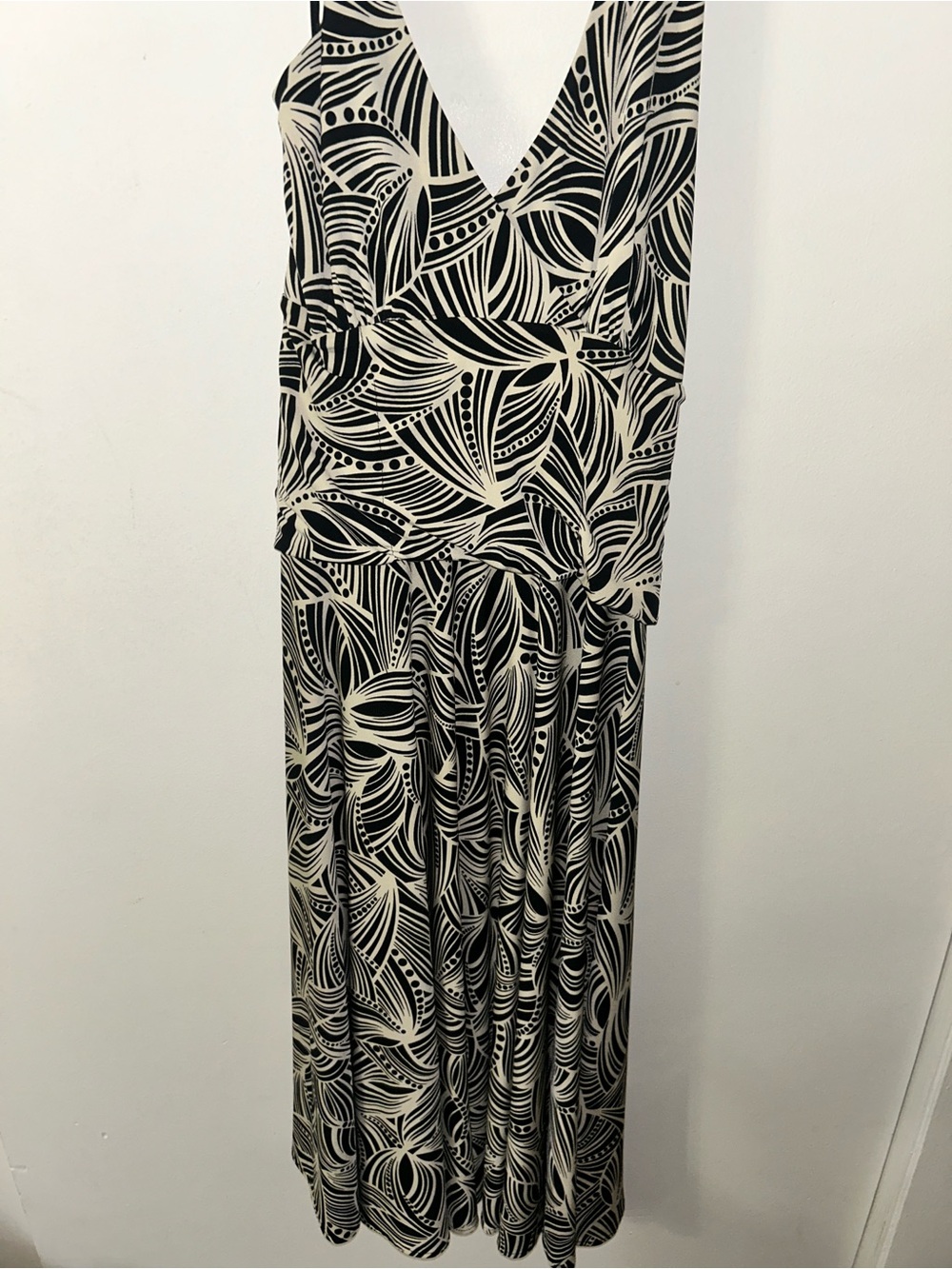 dressbarn Black & Cream V-Neck Patterned Maxi Dress